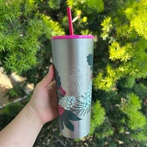New 2021 Holiday Pink pinecone stainless steel tumbler